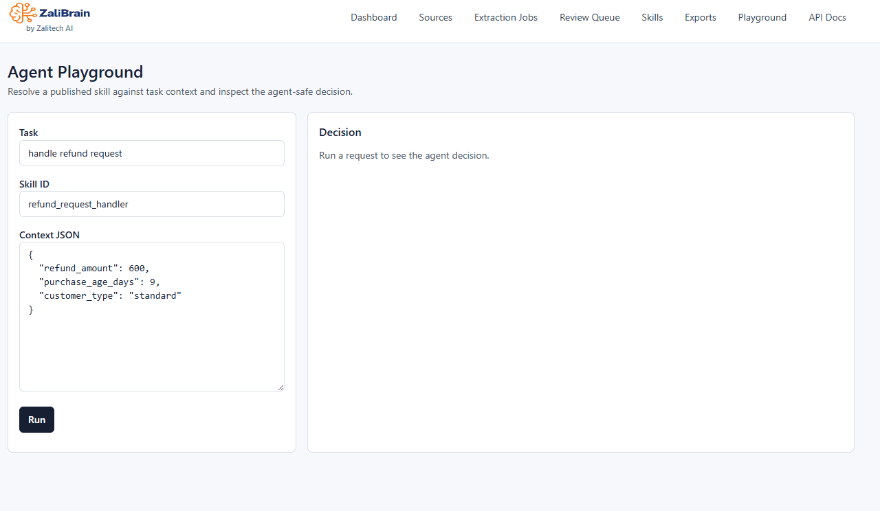 ZaliBrain Agent Usage screenshot